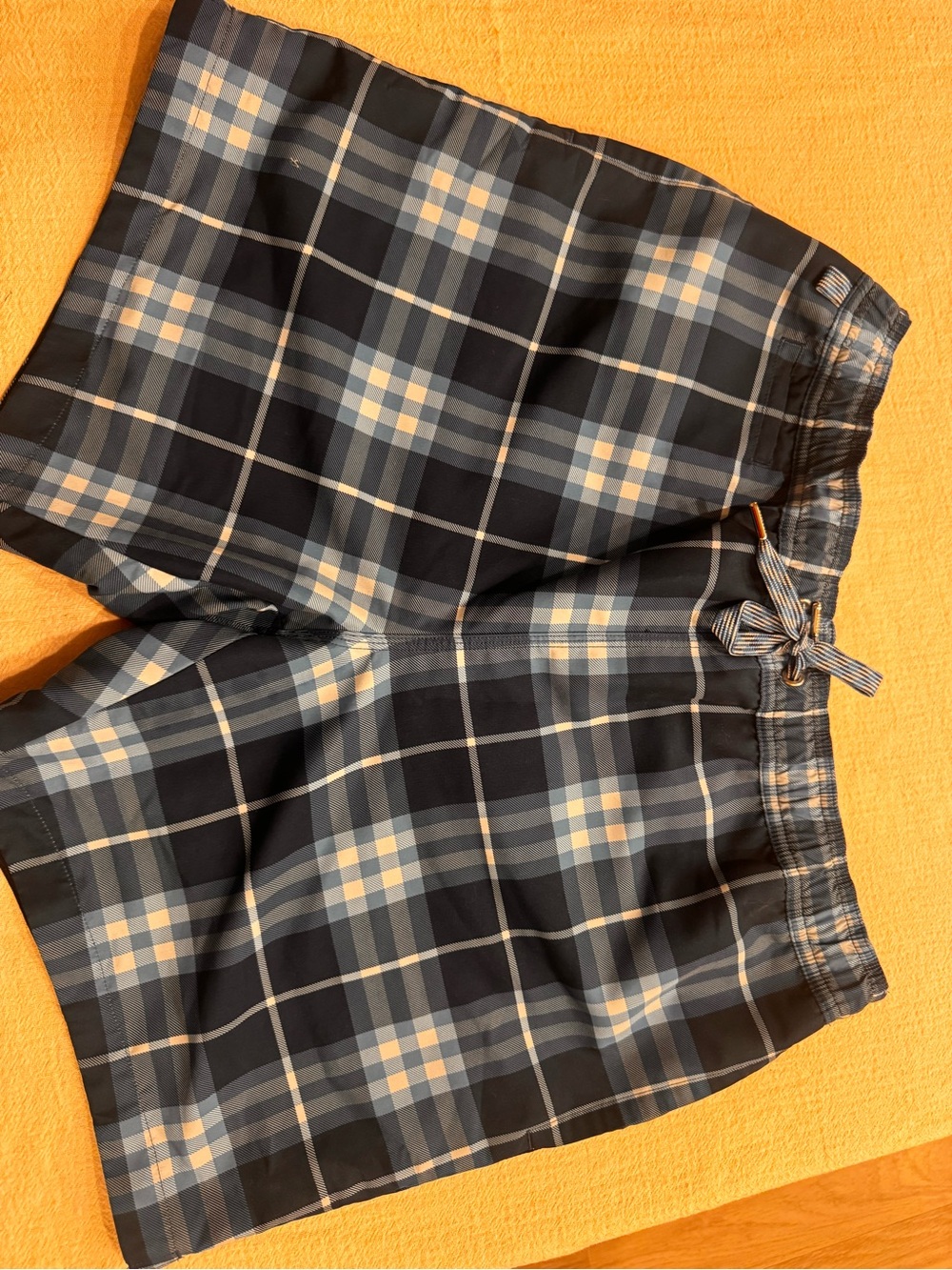 Burberry Navy and Cream Plaid Swim Shorts